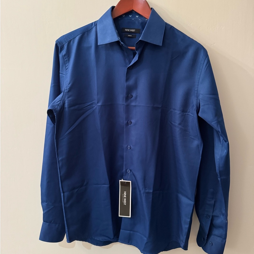 Nine West NWT Men's Blue Dress Shirt Size Medium